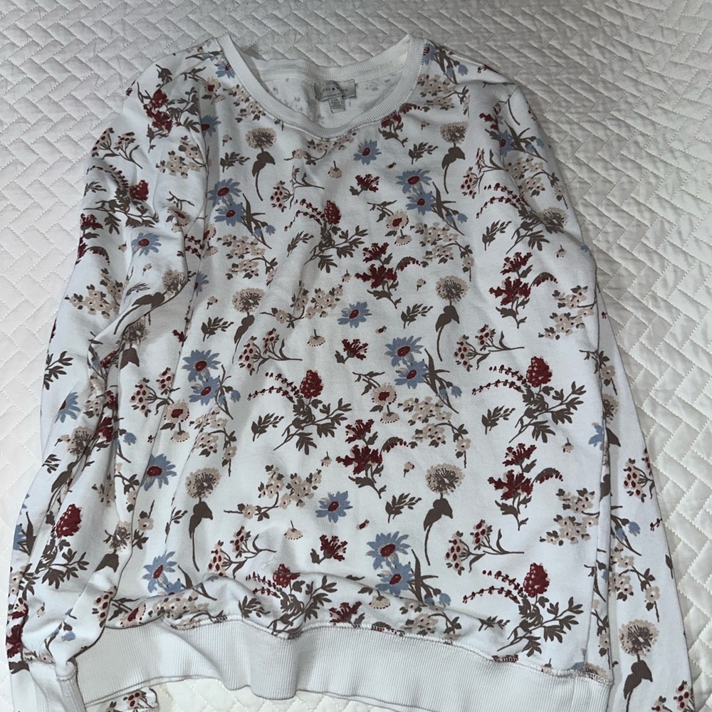 Lucky Brand White Floral Sweatshirt